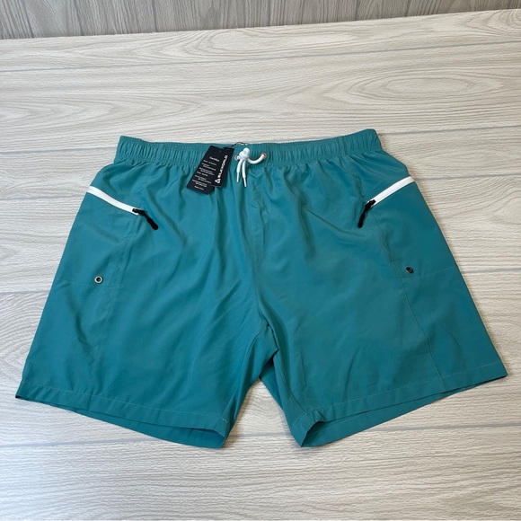 Silkworld Teal 7” Swim Athletic Shorts Attached Boxer Shorts Mens Size XXL New - Picture 3 of 13